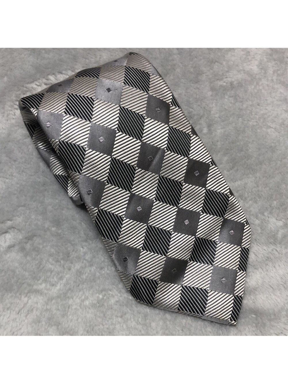 Roberto Villini Black and Gray Diamond Print Tie